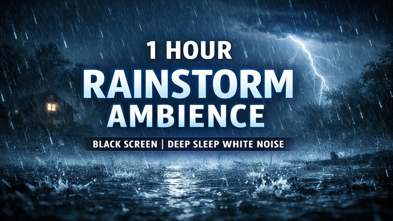 Continuous Rainstorm Noise | 1 Hour Black Screen for Sleeping & Concentration