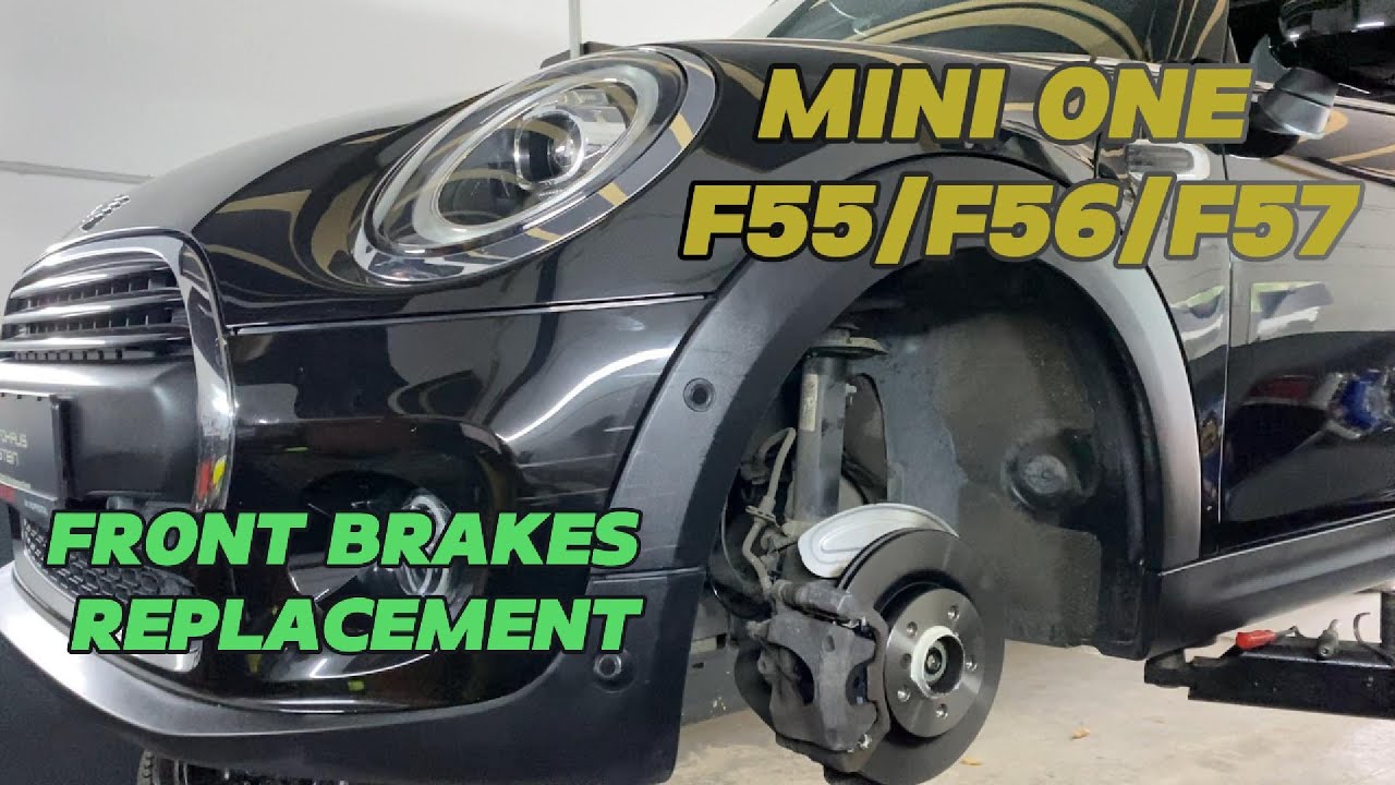 MINI ONE FRONT BRAKE DISKS AND PADS REPLACEMENT DIY HOW TO CHANGE BRAKES MINI ONE 1.5 F55 F56 F57
