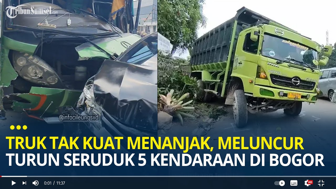 Detik-detik Truk Angkut Batu Tak Kuat Menanjak, Meluncur Turun Seruduk 5 Kendaraan di Bogor