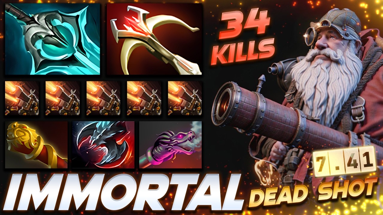 Sniper 34 Frags DEAD SHOT Immortal - Dota 2 Pro Gameplay [Watch & Learn]