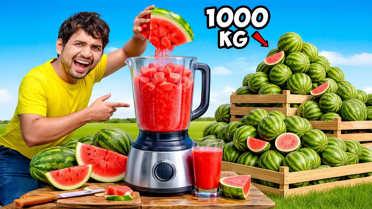 Конкурс по приготовлению арбузного сока весом 1000 кг — Мы приготовили арбузный сок 😍