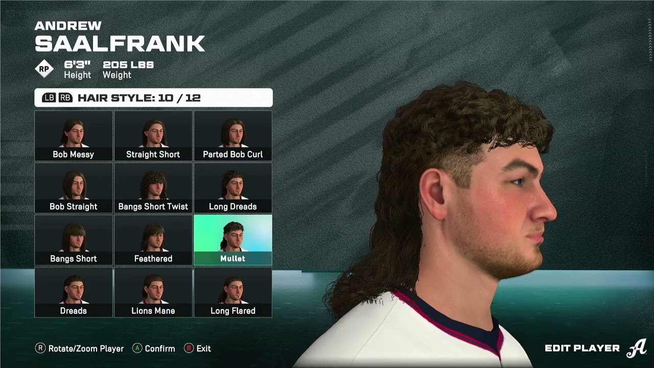 Как изменить прическу и цвет волос игрока в MLB The Show 26