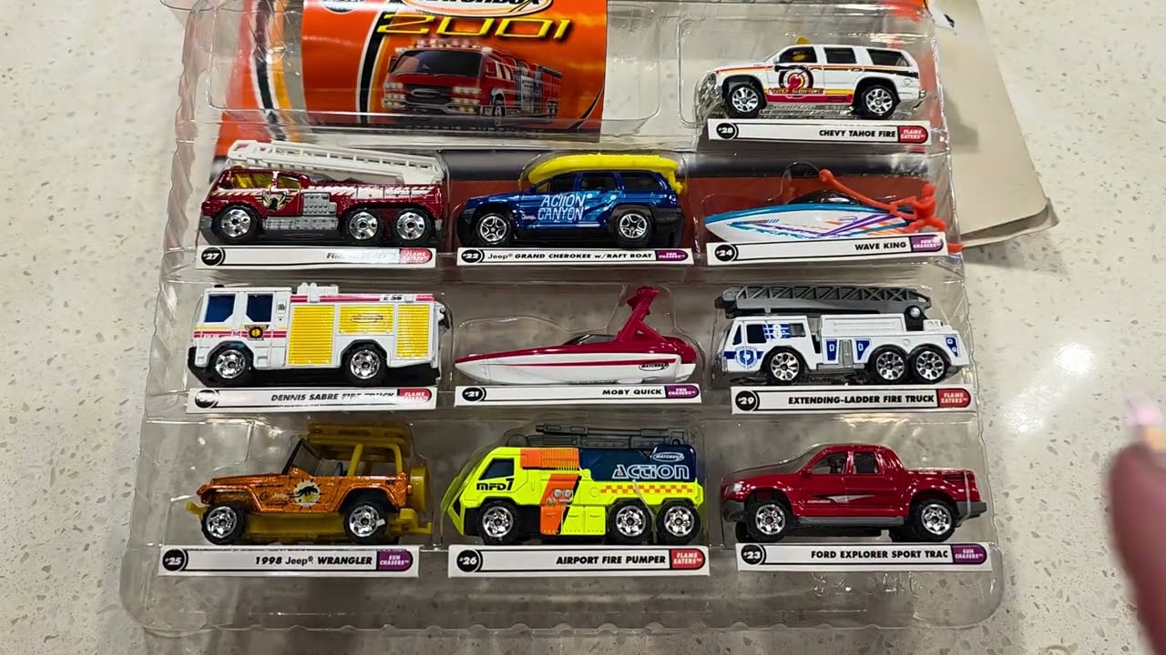 Matchbox 10 Pack Rescue Adventure Fire Truck Jeep Wrangler Cherokee Chevy Taho Unboxing Show & Tell!