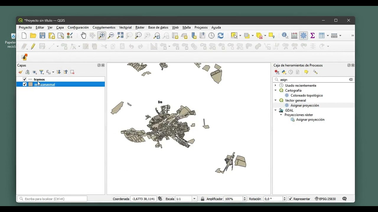 Sistema de referencia (SRS) y codificación de textos. Comprobaciones iniciales con QGIS.