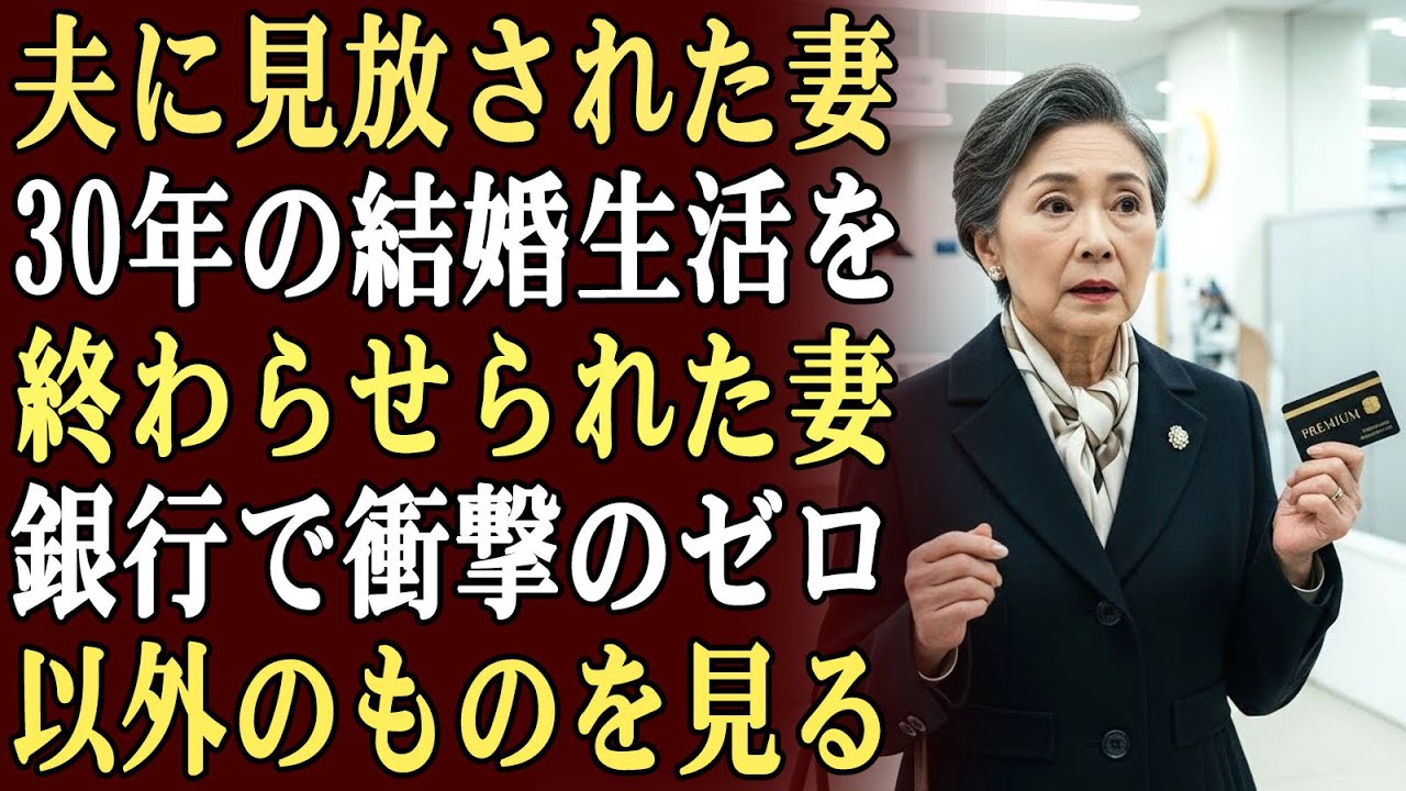 30年連れ添った夫は私に「役立たず」と言い放ち、離婚を求め、家から追い出した…私は父が残してくれた銀行カードを握り、銀行へ向かった。そこで目にした数字に私は凍りついた。