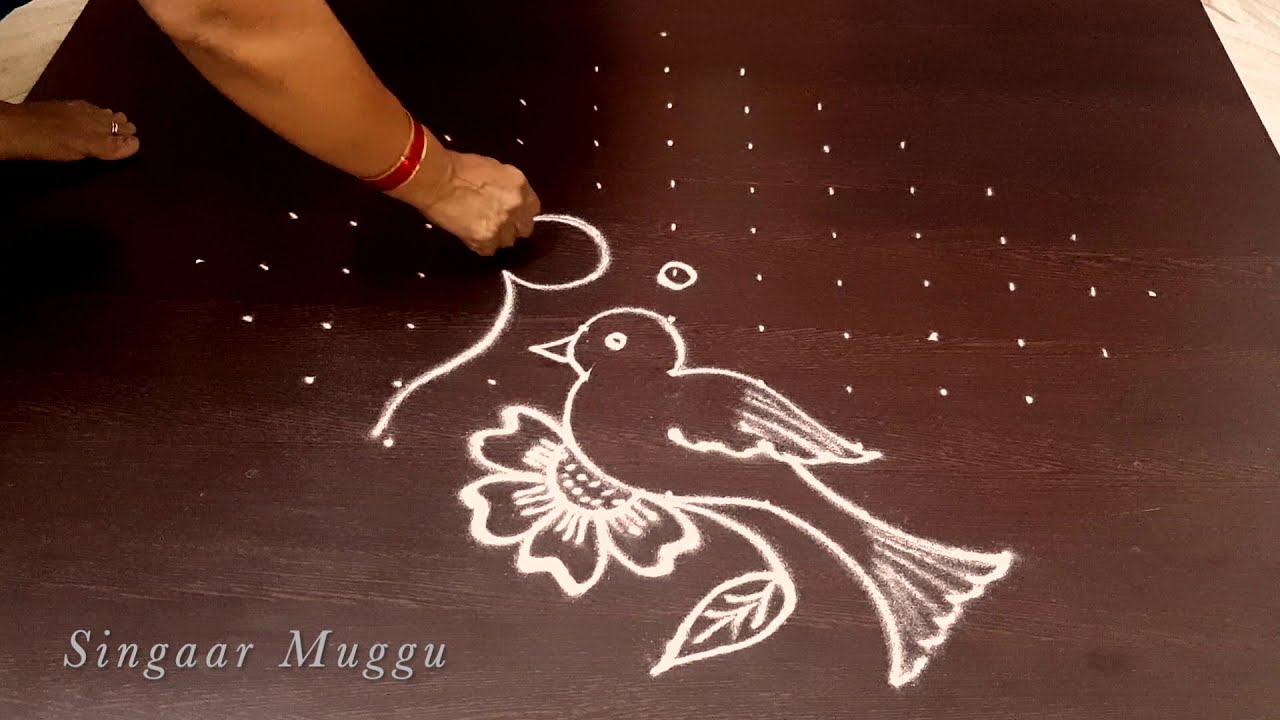 Birds Rangoli with dots | latest kolam's | birds kolam