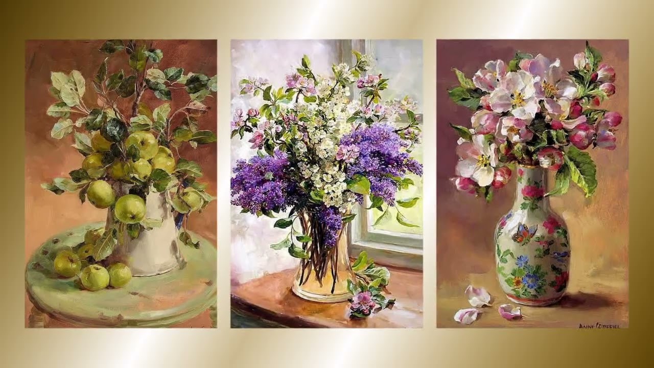 Художник Anne Cotterill.  Цветы &ndash; нежные натюрморты