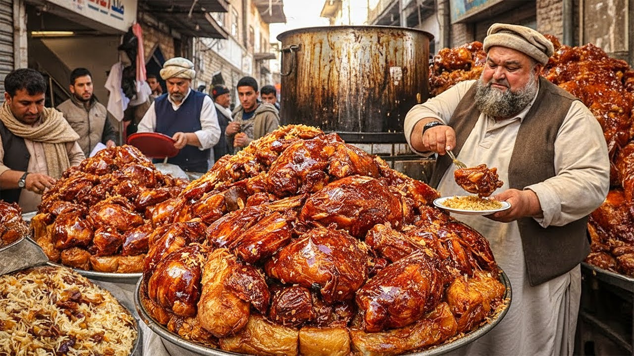 Most Cheap Street food of Afghanistan | Kabuli Pulao | Roasted Chicken | Biryani recipe