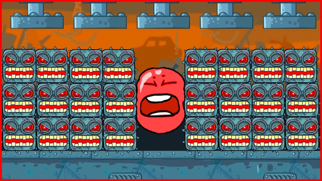 1 КРАСНЫЙ ШАР против 9999 ЧЕРНЫХ квадратов в игре красный шарик  про New Red Ball 4