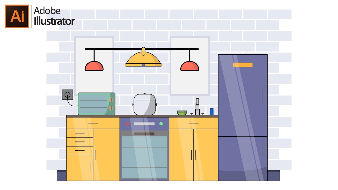 Adobe Illustrator CC Tutorial Flat Design - Kitchen Design