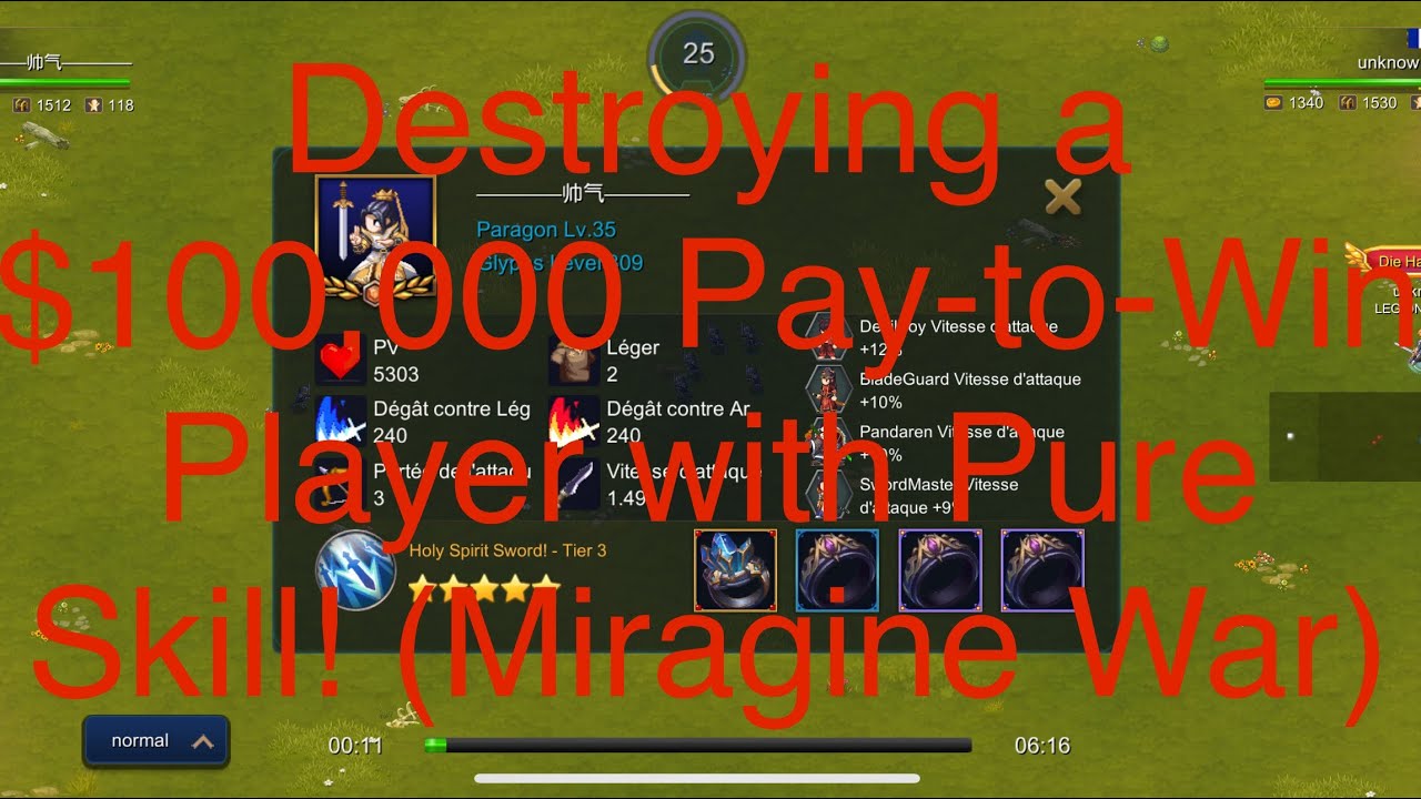 Destroying a $100,000 Pay-to-Win Player with Pure Skill! (Miragine War)