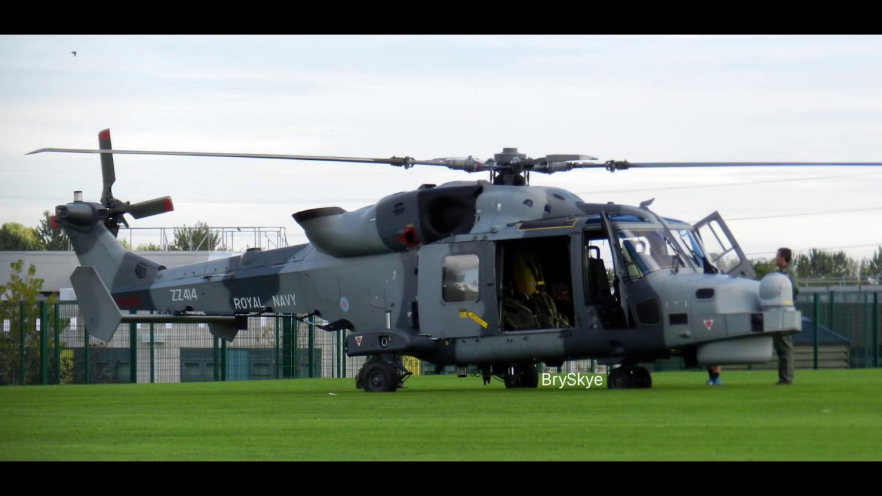 Royal Navy Wildcat HMA2 Helicopter Departs Jarrow School, Sept 2017