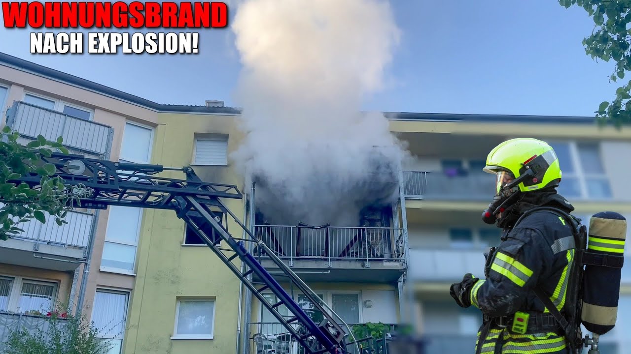 [WOHNUNGSBRAND NACH EXPLOSION!] - Starke Rauchentwicklung | 2 Verletzte | Feuerwehr Neuss -