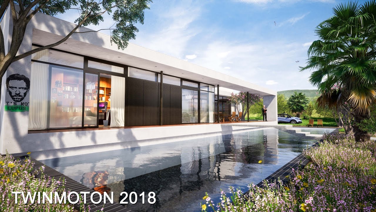 TWINMOTION 2018 RENDERING TUTORIALS#3 - POOL HOUSE - DAYLIGHT