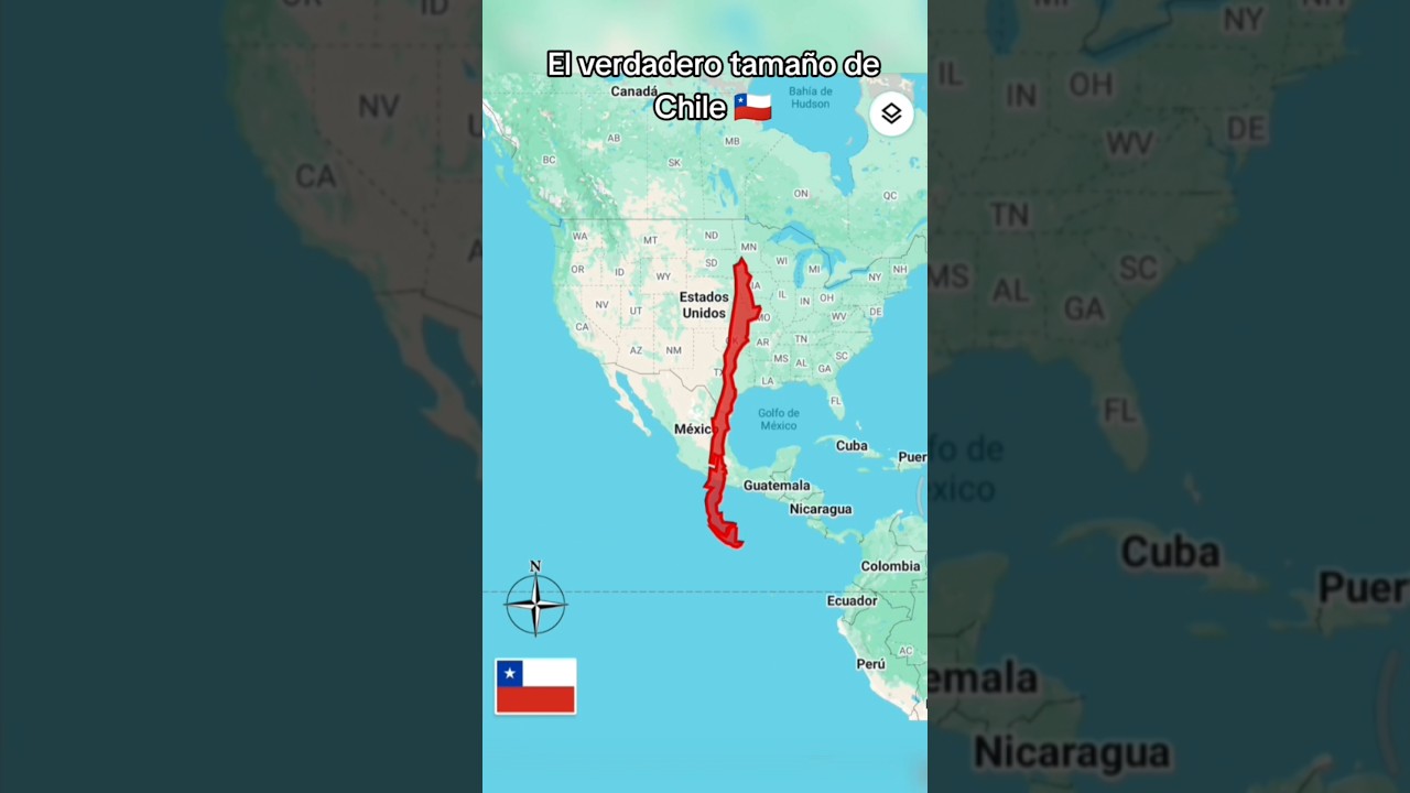 El verdadero tama&ntilde;o de Chile #mapa #banderas #flag #countryballs #geografia #historia #chile