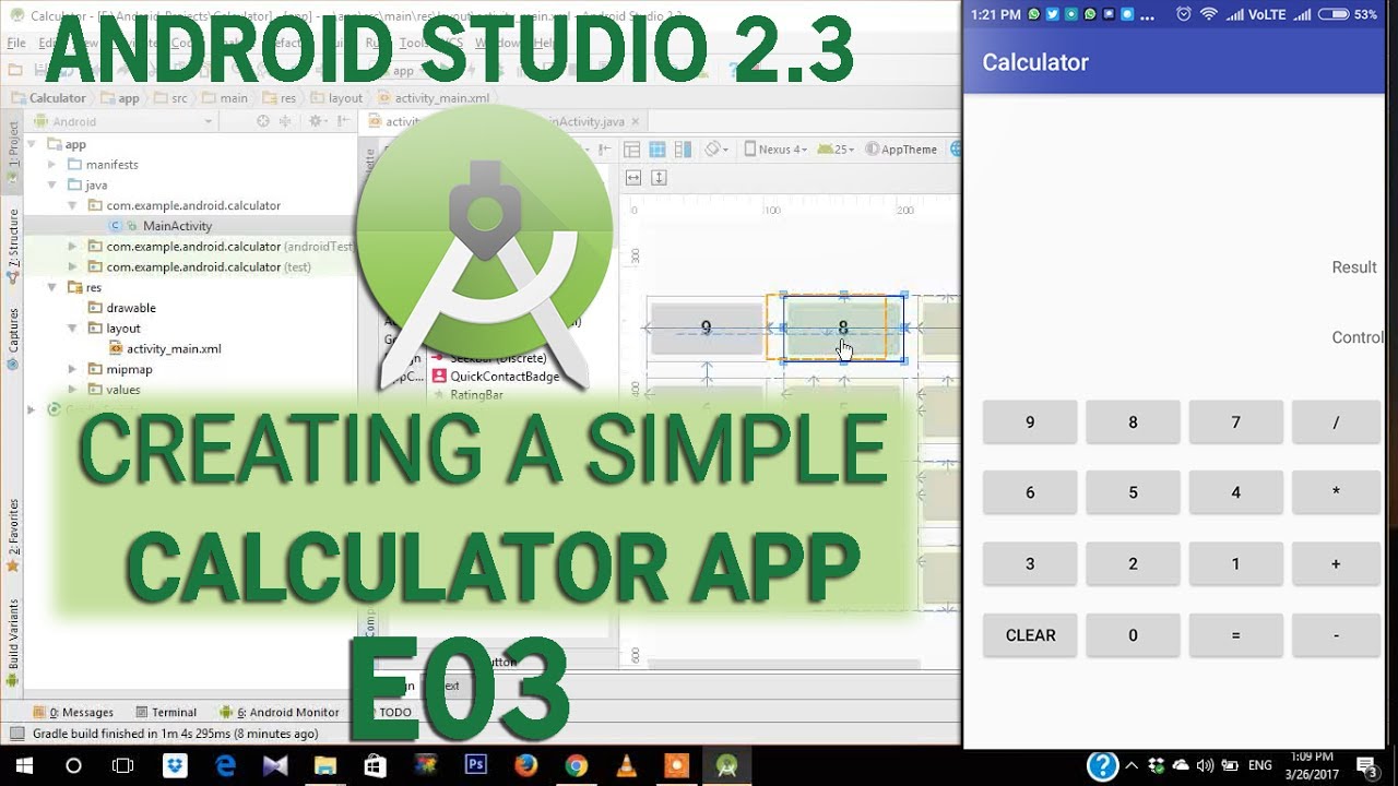 Simple Calculator App Tutorial E03 - Full Code Android 2.3