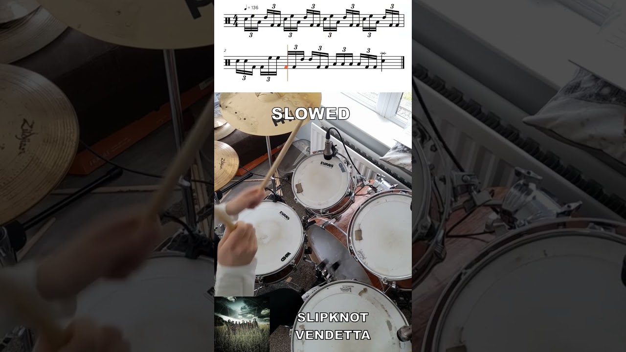 Slipknot - Vendetta - Drum Intro Fill (with sheet music)  #drumcover #slipknot  #joeyjordison