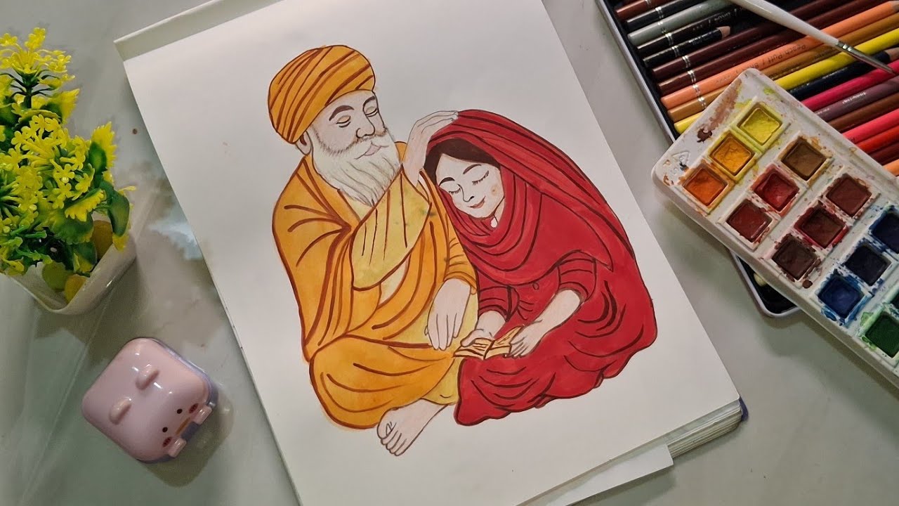 How to draw Gurunanak dev ji drawing || for beginners || full tutorial 🙏 #gurunanakdevji #trending 
