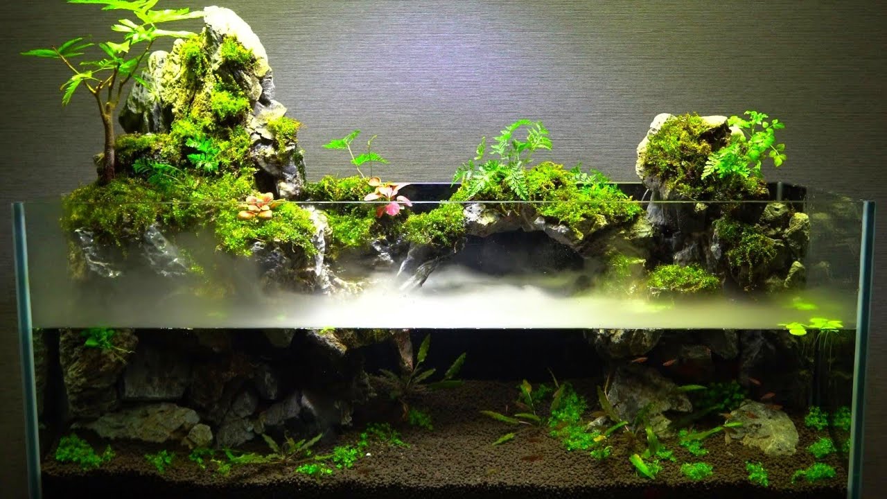 90センチ水槽で滝の流れるアクアテラリウムを作る【part74】 Make an aquaterrarium with a waterfall in a 90 cm aquarium