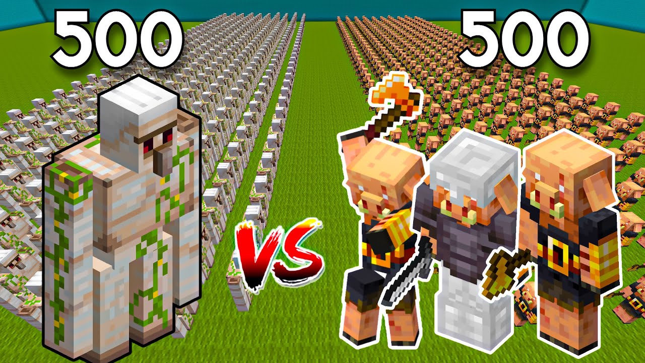 500 IRON GOLEM vs 500 PIGLIN BRUTE | Minecraft Battle