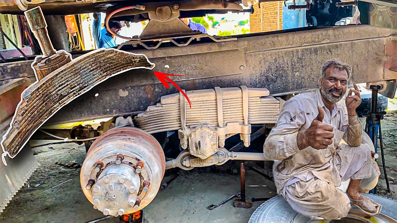 How To Repair Truck Suspension system(Leaf Springs) || Amazing Process Of Pressing Of Leaf Springs
