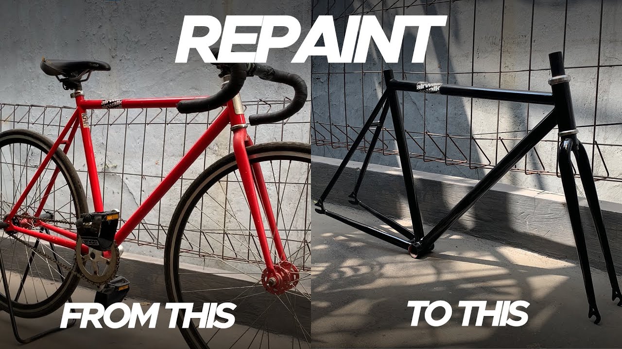 REPAINT FRAMESET SEPEDA FIXIE! | RUBAH AIRWALK PISTA RED GLOSSY JADI BLACK GLOSSY!