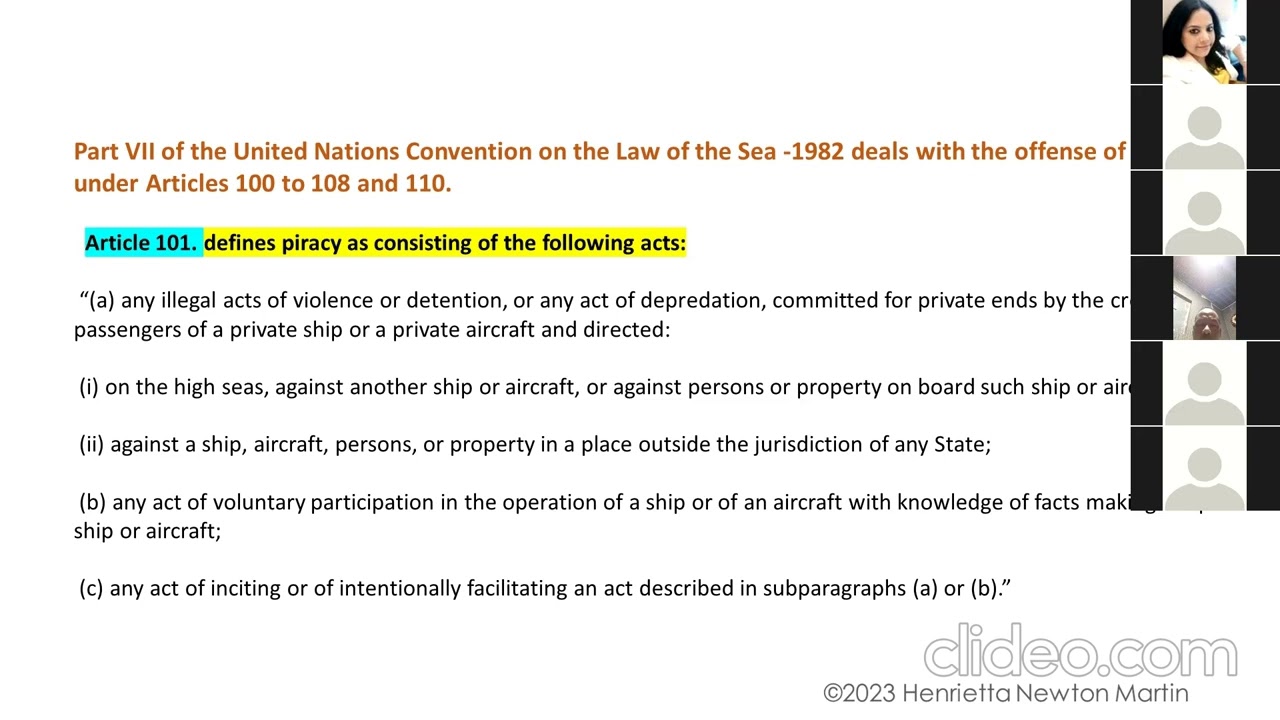 Accord Lecture on Armed Robbery at Sea, Piracy & EEZ- Henrietta Newton Martin
