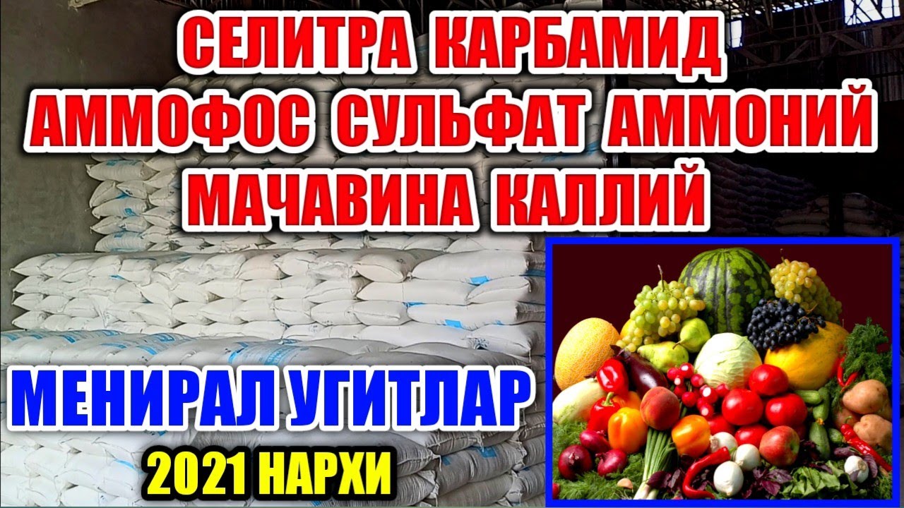 МЕНИРАЛ УҒИТЛАР СЕЛИТРА КАРБАМИД СУЛЬФАТ АММОНИЙ АММОФОС МАЧАВИНА 2021 НАРХИ