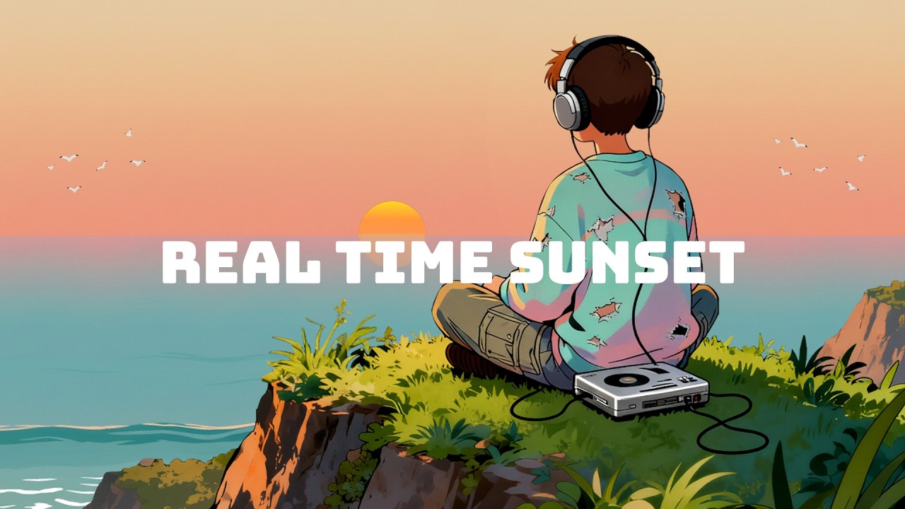 Lofi Hip Hop Radio 🌊 Watch the Sunset / Relaxing Beach Ambience