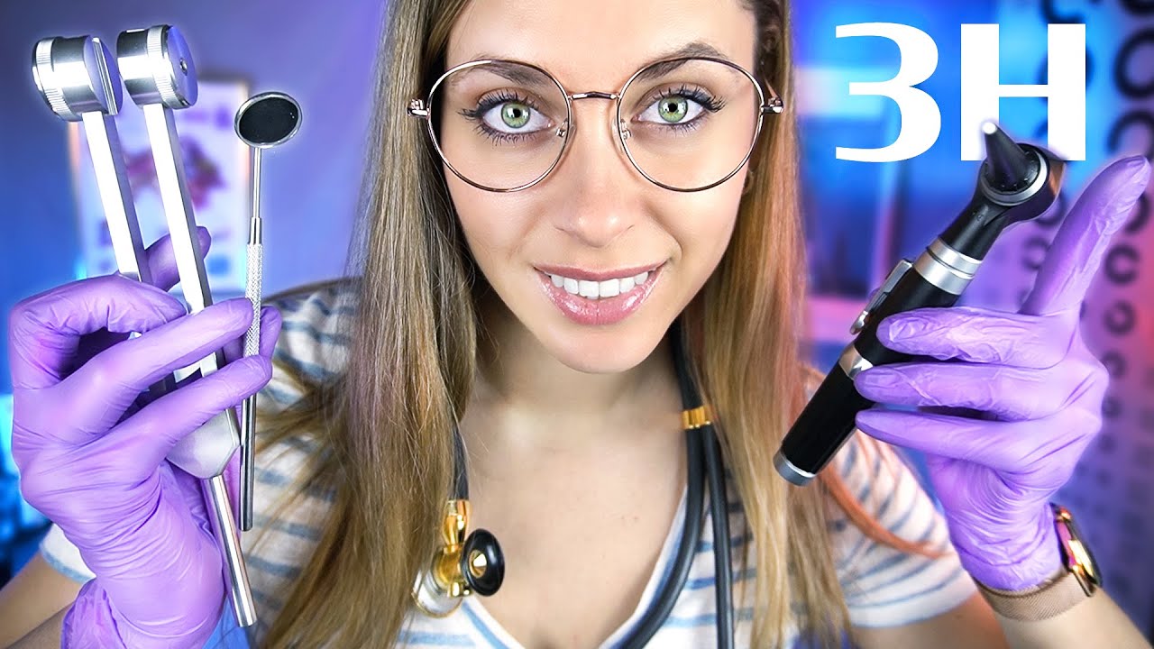 3h ASMR hospital EXAM roleplay for SLEEP, Ear Cleaning, Cranial Nerve, Eye, Scalp, Ear Exam