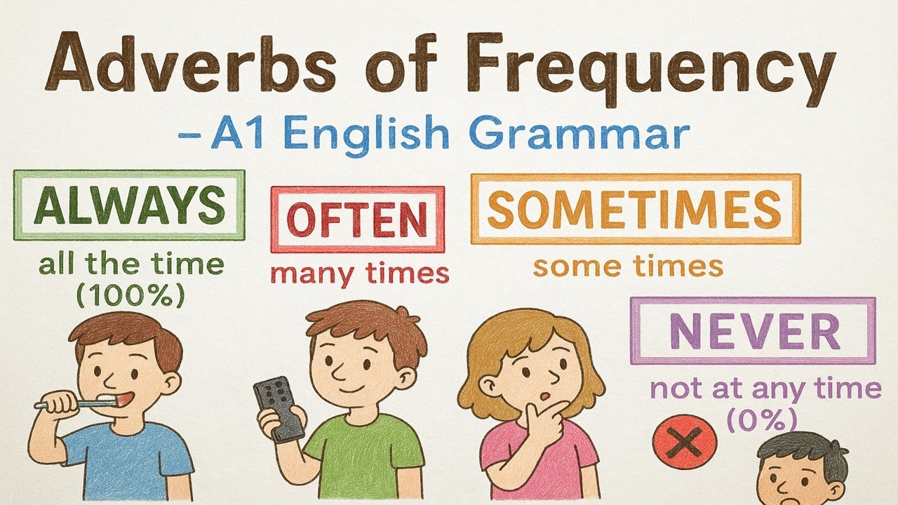Grammar :  Level A1 ( adverbs of frequency 1 )