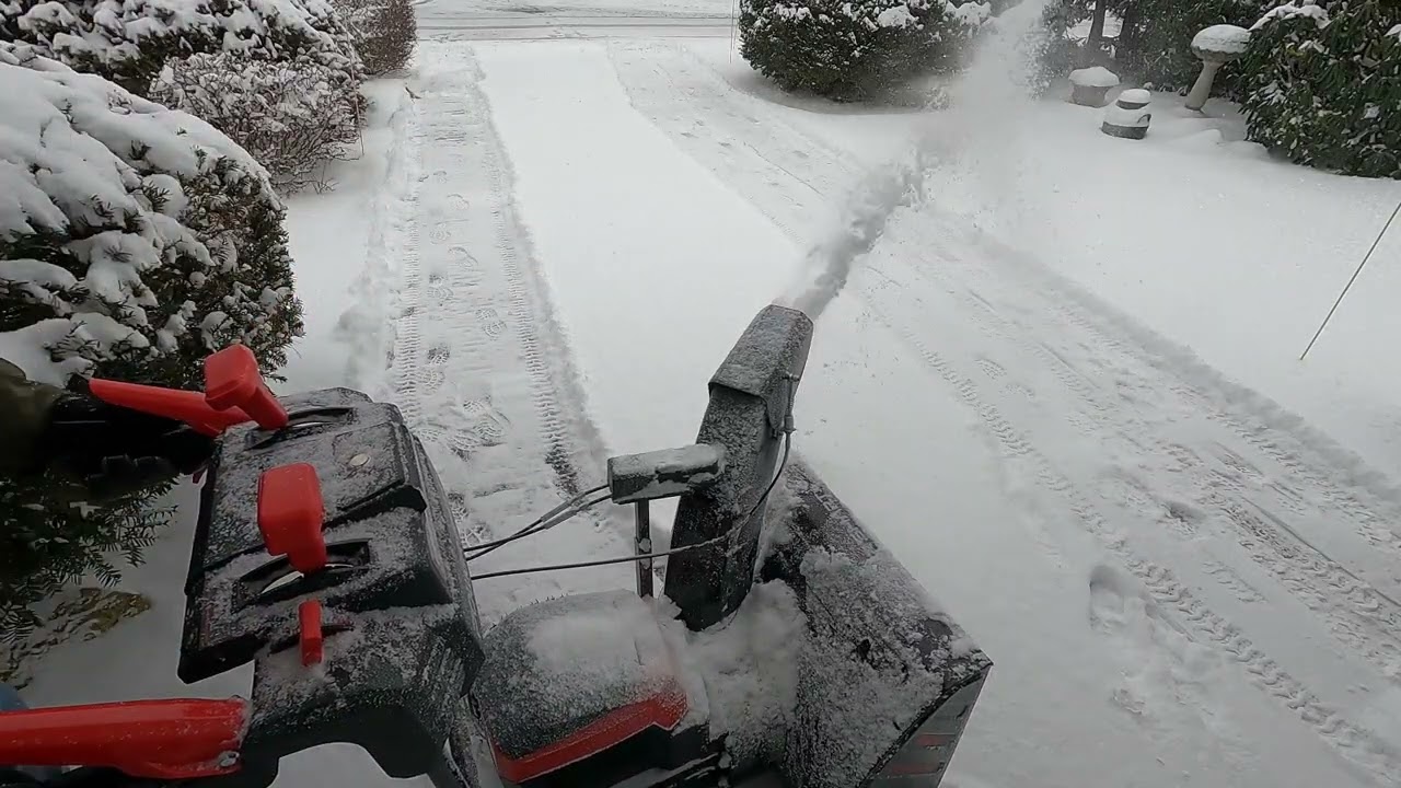 POWERSMART 80v Cordless Snowblower Clearing a driveway
