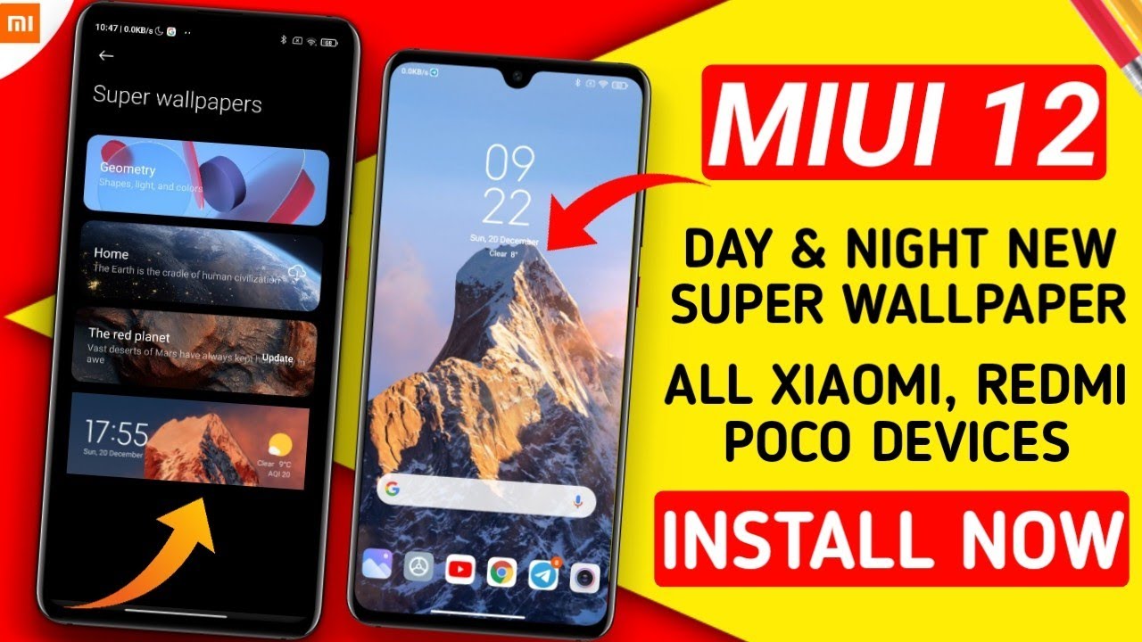 MIUI 12 NEW SUPER WALLPAPER DAY NIGHT INSTALL ON ANY REDMI OR POCO DEVICE | MIUI 12 SUPER WALLPAPER