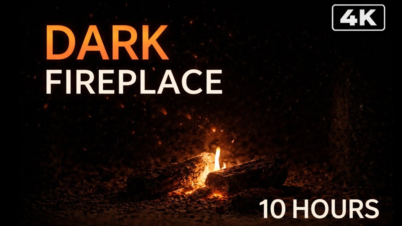 10 Hours Dark Fireplace ASMR | Real Crackling Fire Sounds for Sleep & Relaxation