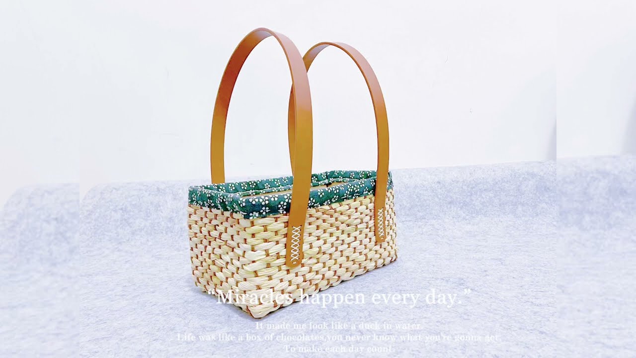hand knitting/玉米皮手提篮编织教程/A tutorial on weaving a corn skin hand-held basket/自然材料编织