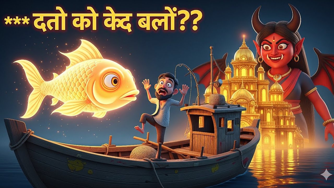 जादुई सुनहरी मछली और लालची राक्षसी 🧜‍♀️👹