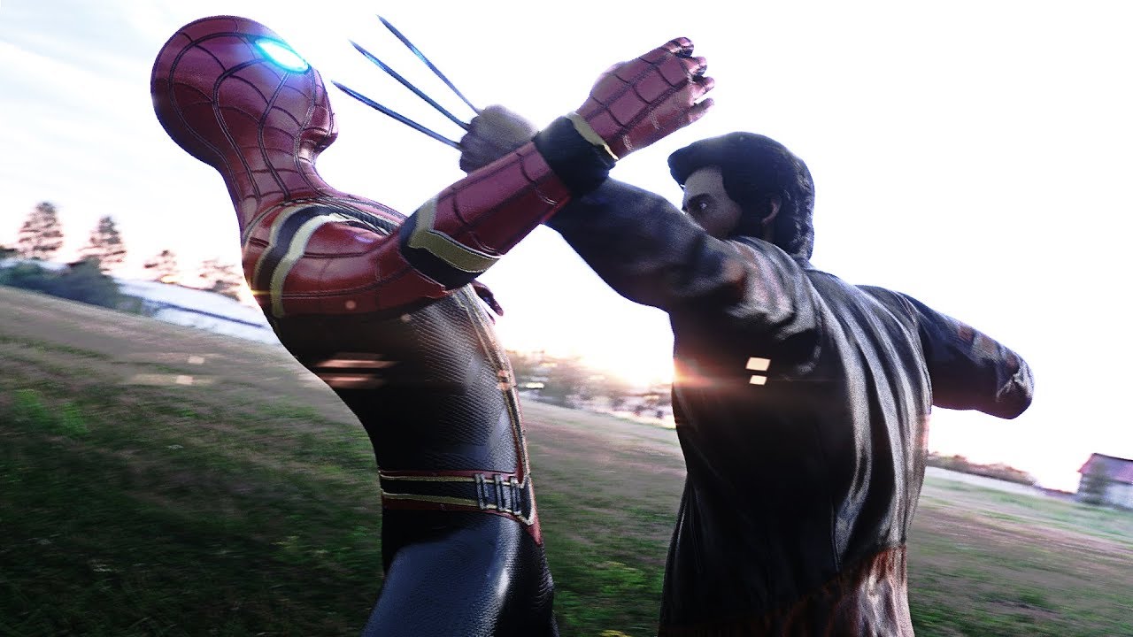 IRON SPIDER-MAN FIGHTS WOLVERINE vs CYCLOPS & JAX (IRON SPIDER FROM AVENGERS INFINITY WAR)