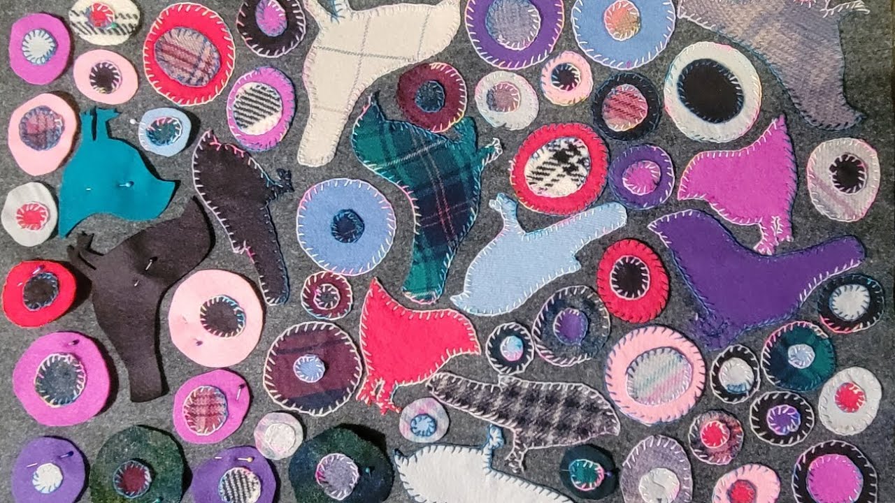 Bird Search wool appliqué penny rug project tutorial... super fun and fast needle project!