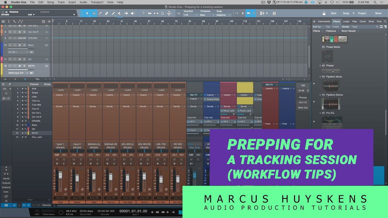 7 Tips for Prepping a Tracking Session in PreSonus Studio One