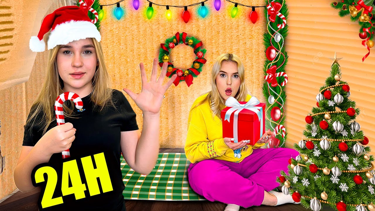 24 HEURES DANS LA MAISON DE NOËL EN CARTON !