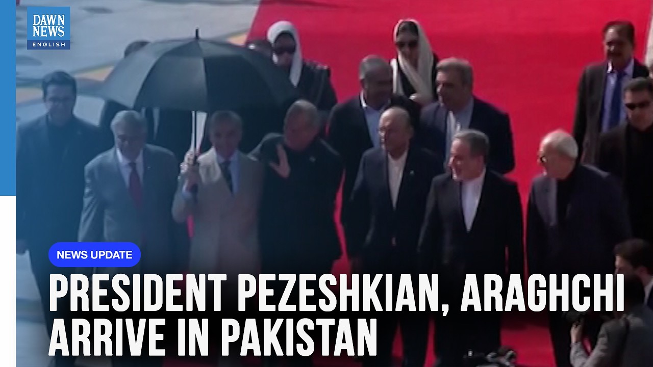 WATCH: Iranian President Pezeshkian, FM Araghchi arrive in Pakistan| Dawn News English