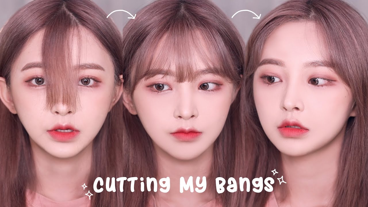 eng/jpn) 넘길 수 있는 풍성한 뱅 앞머리 자르기✂ How I Cut My Bangs at Home
