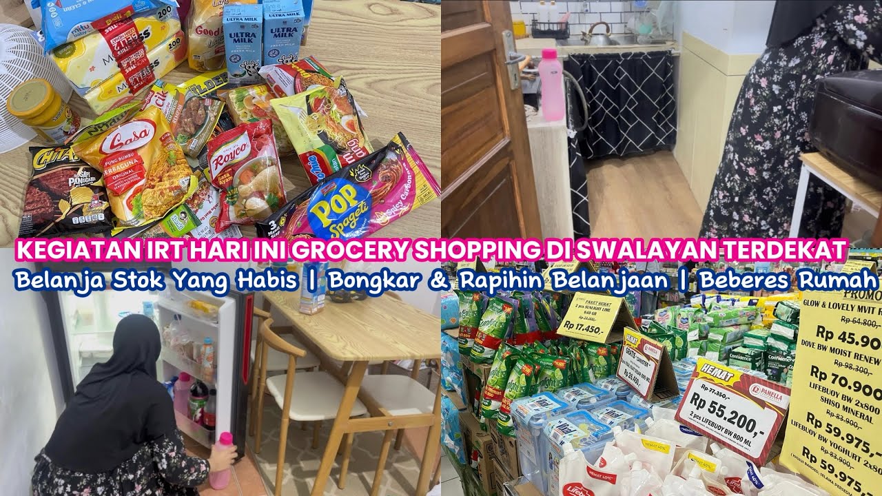 KEGIATAN IRT DARI PAGI SAMPAI MALAM // GROCERY SHOPPING, BONGKAR BELANJAAN, BEBERES RUMAH #dailyvlog