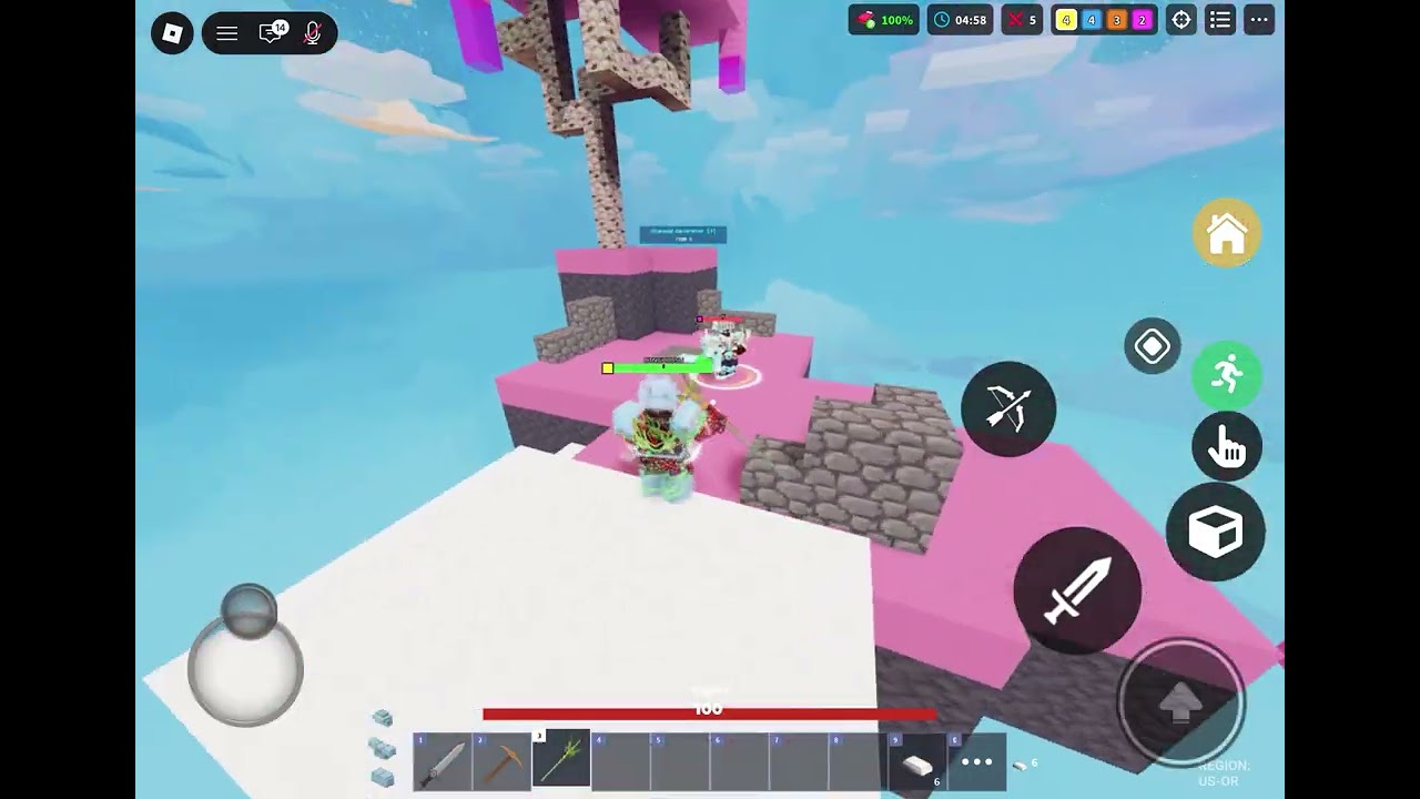 Mobile player plays bedwars