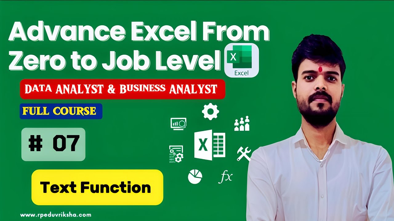 Lec :-07 Excel Text Functions in Hindi | LEFT RIGHT MID LEN TRIM SUBSTITUTE Complete. #excel #text 