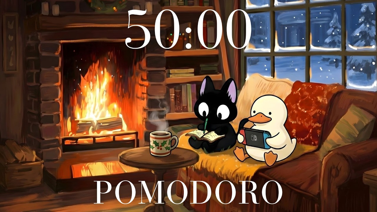 Pomodoro Timer 50/10 ⛄️ Cozy Winter Ambience : Lo-fi Jazz for Study, Focus