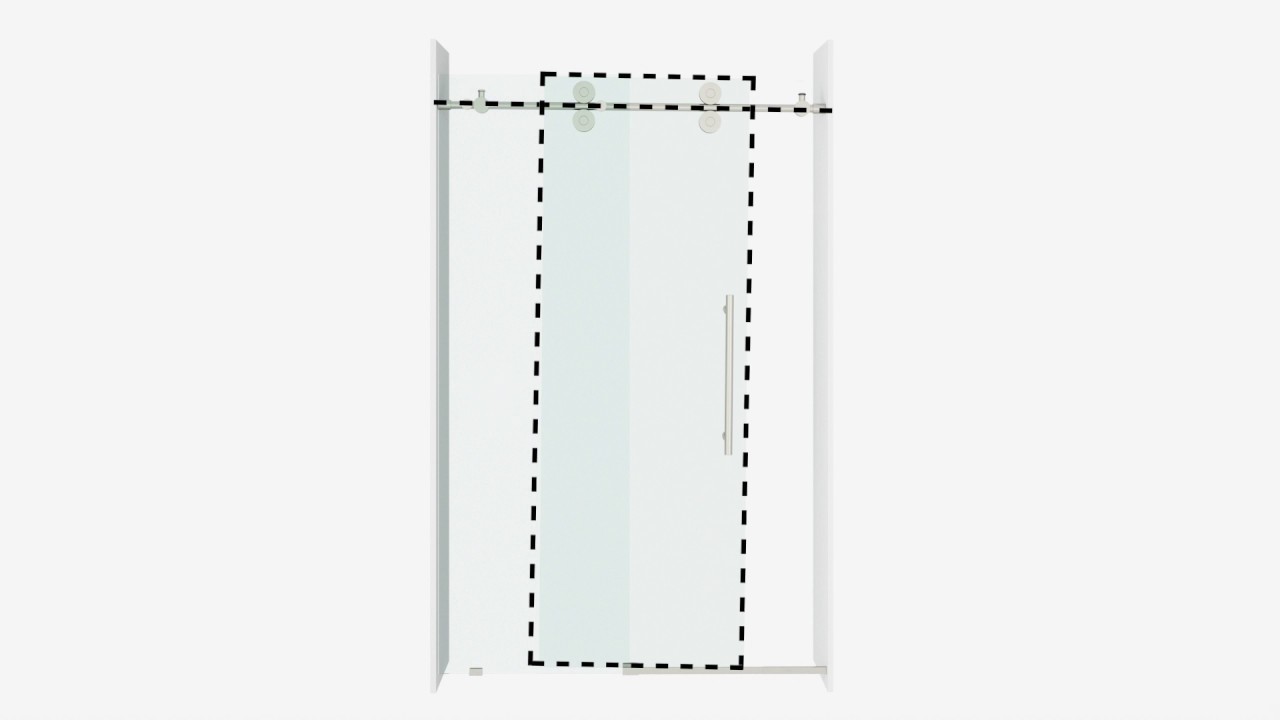 VIGO Technology. Elan Single Sliding Frameless Shower Door with RollerDisk&trade; Technology. Smart Adjust