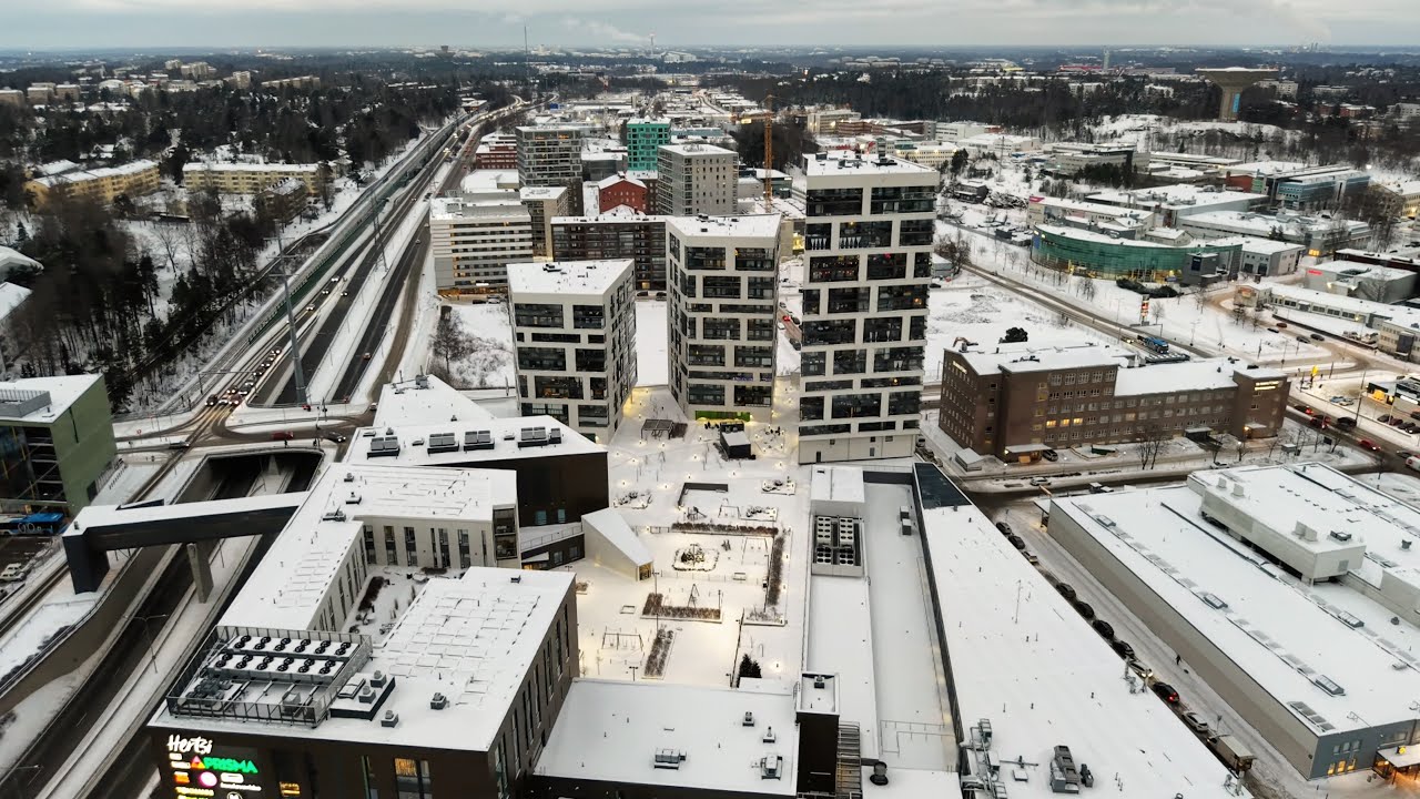 Helsinki Herttoniemi Hertsi Shopping Centre and Sohlberg Area, February 2026, DJI Mini 5 Pro
