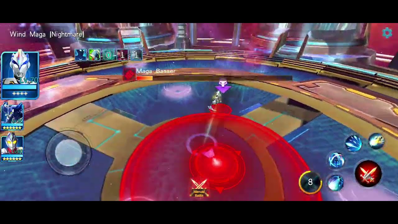 Tiga tim yang berbeda lawan Nightmare Maga Basser di game Ultraman Legend Of Heroes 