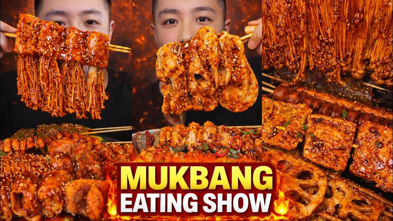 spicy enoki & seafood in red sauce… just wait | asmr